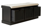 Heritage Black Three Drawer Storage Bench with Cushion - Joe’s Haven