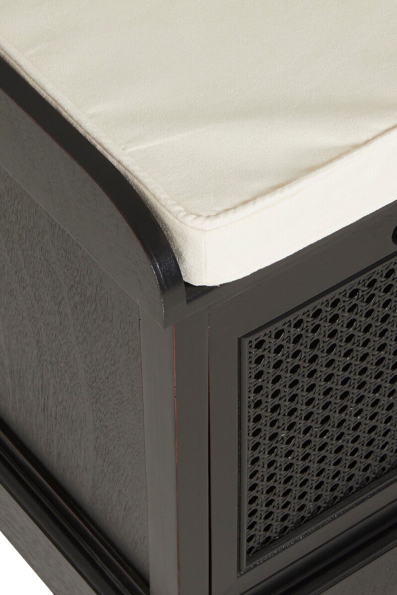 Heritage Black Three Drawer Storage Bench with Cushion - Joe’s Haven
