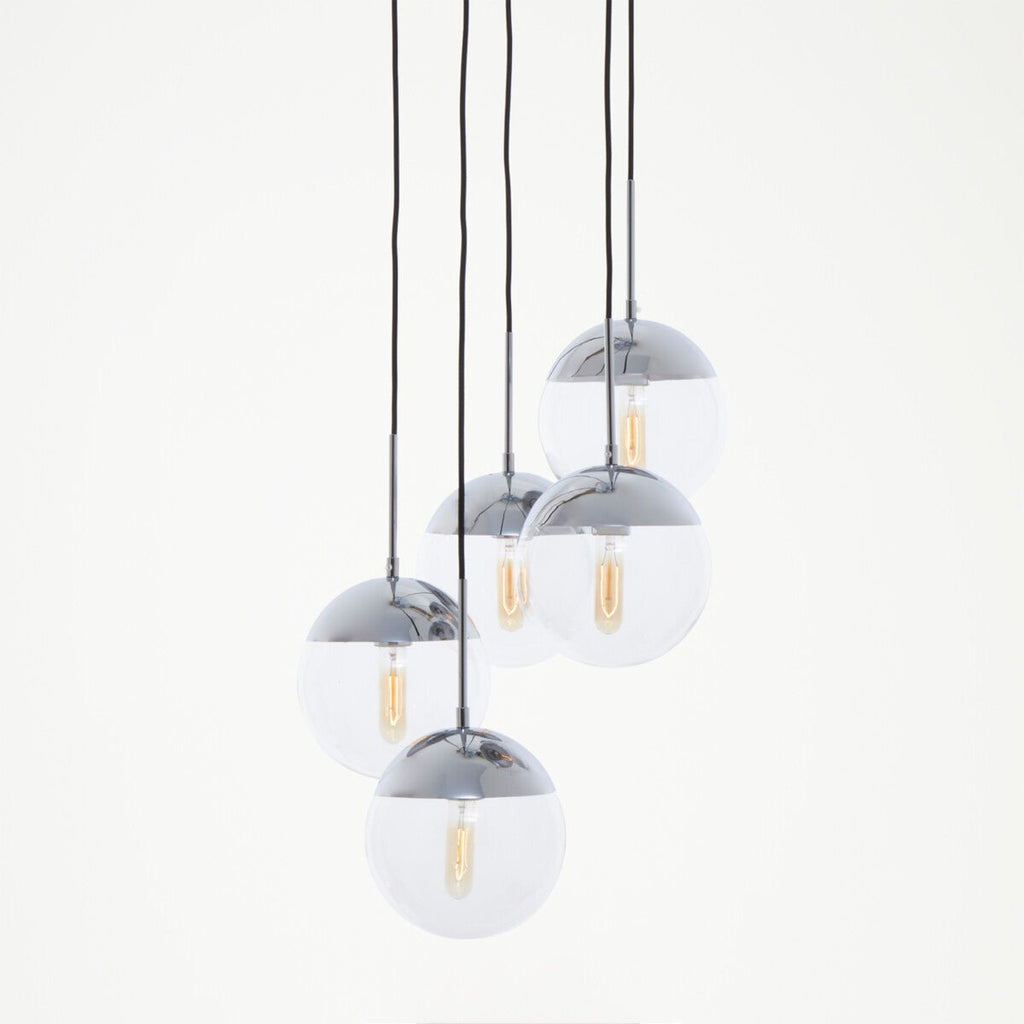 Revive Chrome Finish Five Pendant Lights - Joe’s Haven