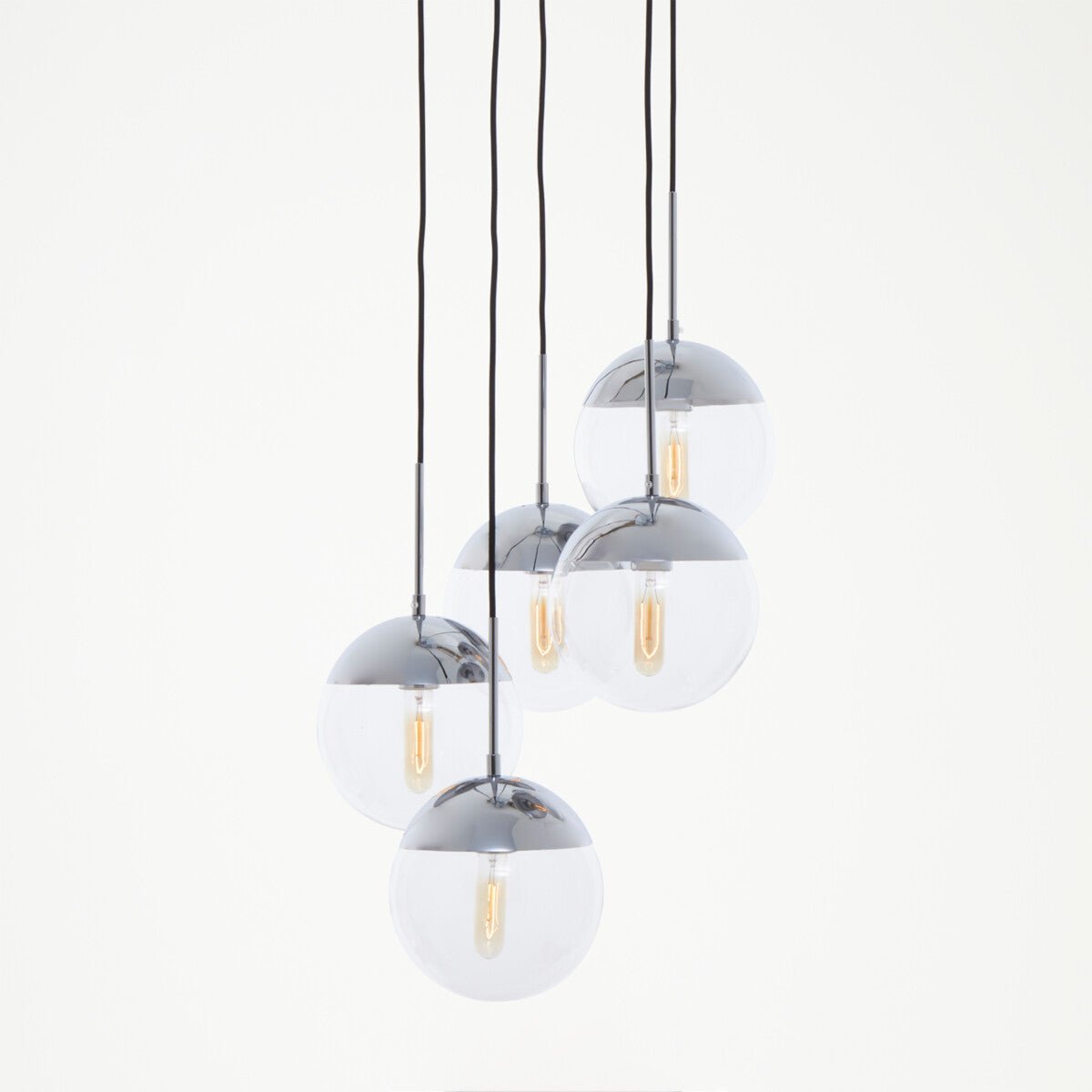 Revive Chrome Finish Five Pendant Lights - Joe’s Haven