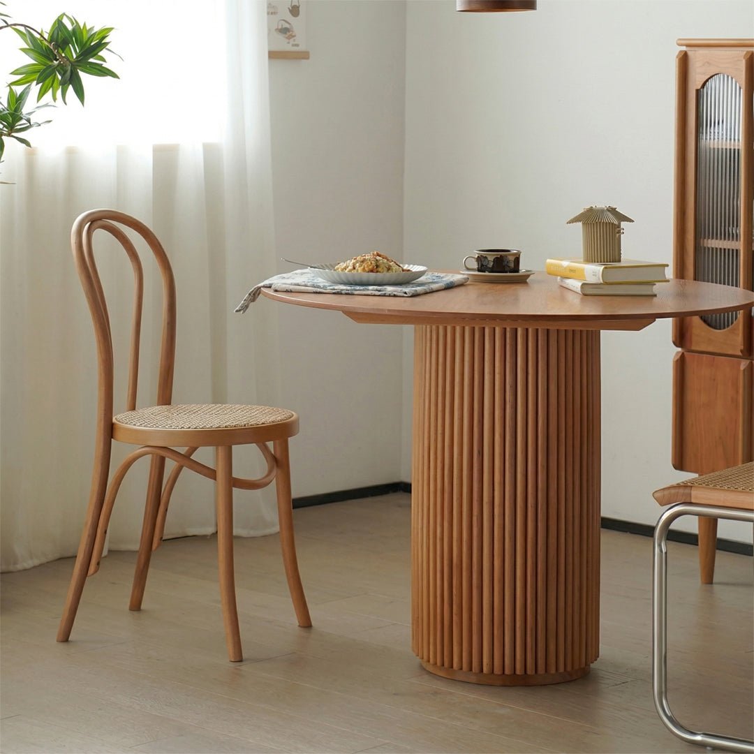 Cane Round Dining Table, Oak - Joe’s Haven