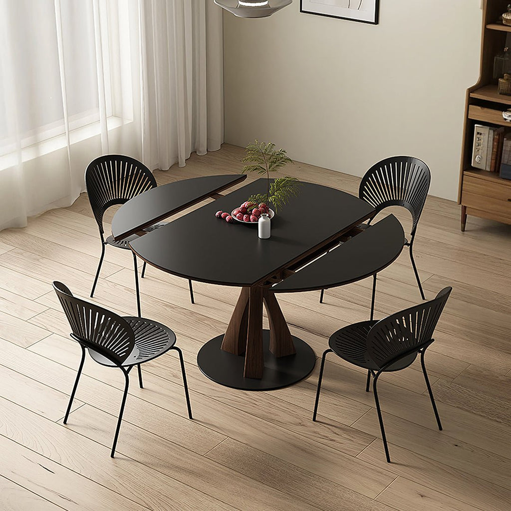 Caruso Round Folding Dining Table, Sintered Stone, Black - Joe’s Haven