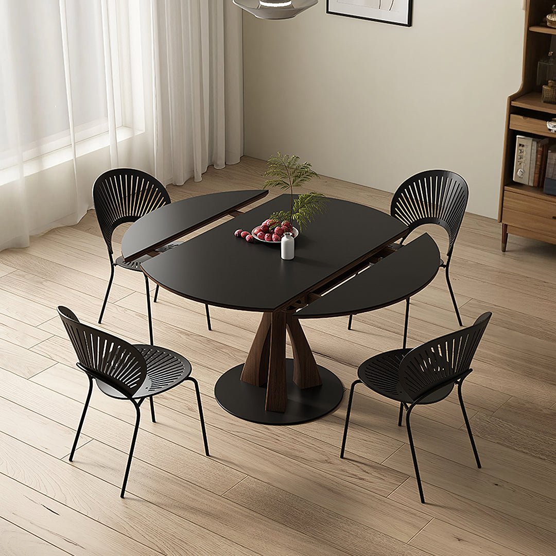Caruso Round Folding Dining Table, Sintered Stone, Black - Joe’s Haven