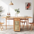 Nydia Foldable Dining Table Set With Storage, Rattan, Solid Wood - Joe’s Haven