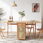 Nydia Foldable Dining Table Set With Storage, Rattan, Solid Wood - Joe’s Haven