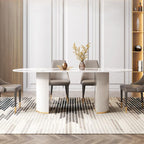 Costanza Oval Dining Table, Sintered Stone, White