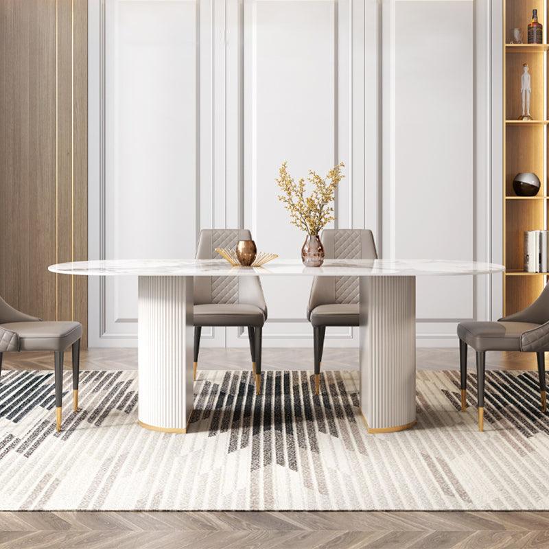 Costanza Oval Dining Table, Sintered Stone, White