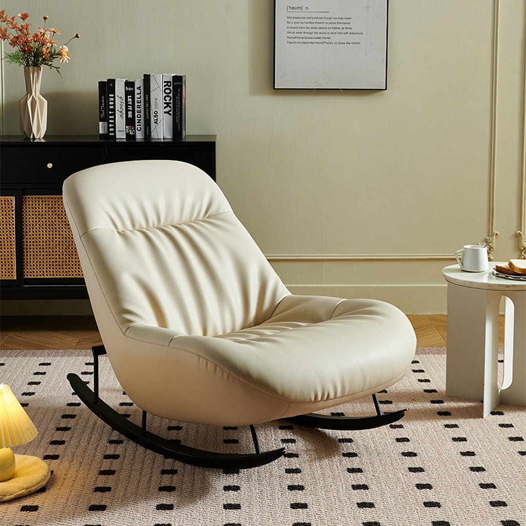 Lutz Rocking Chair With Footstool, Leather - Joe’s Haven