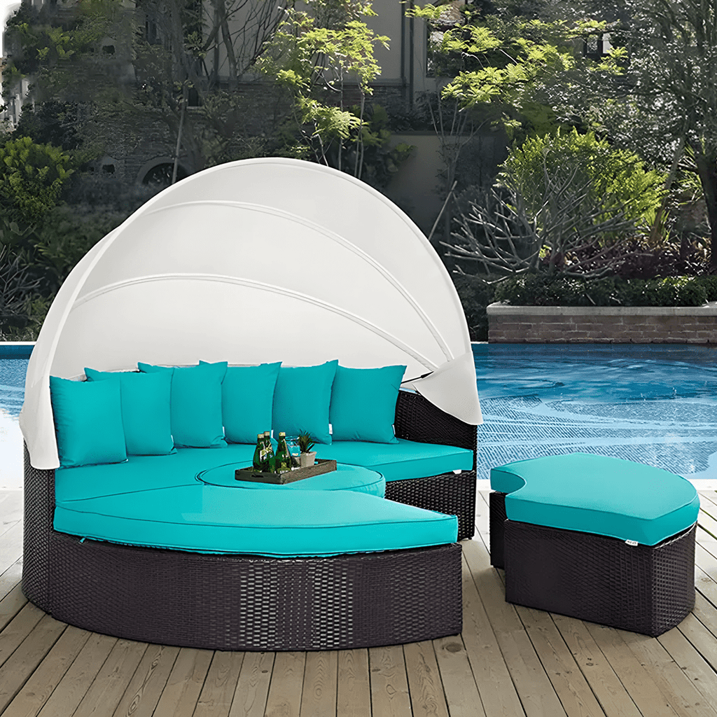 Shelly Patio Outdoor Sectional Sofa Set With Rattan Daybed Sunbed - Joe’s Haven