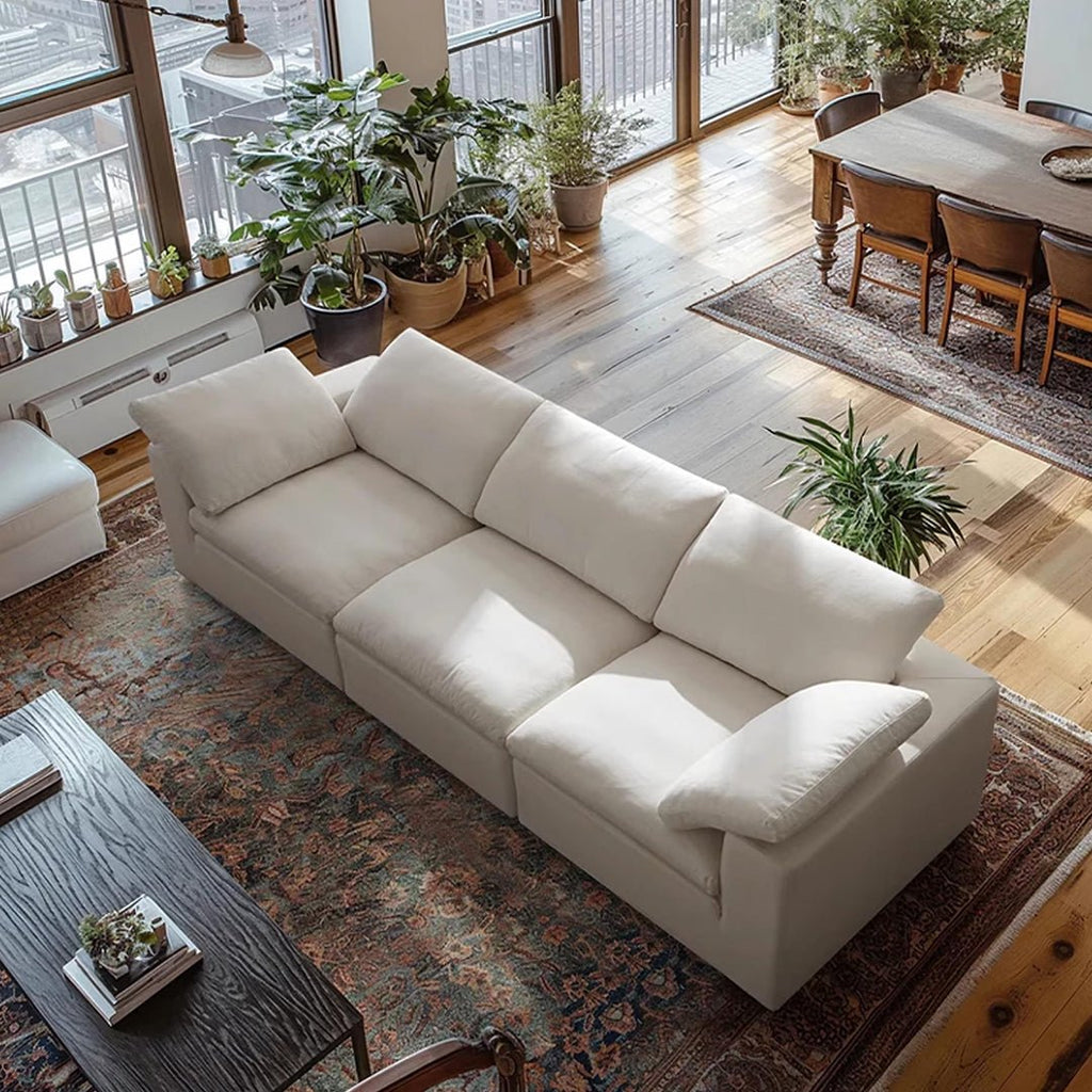 Farid Two Seater, Three Seater Sofa, Modular Sofa, White Linen - Joe’s Haven