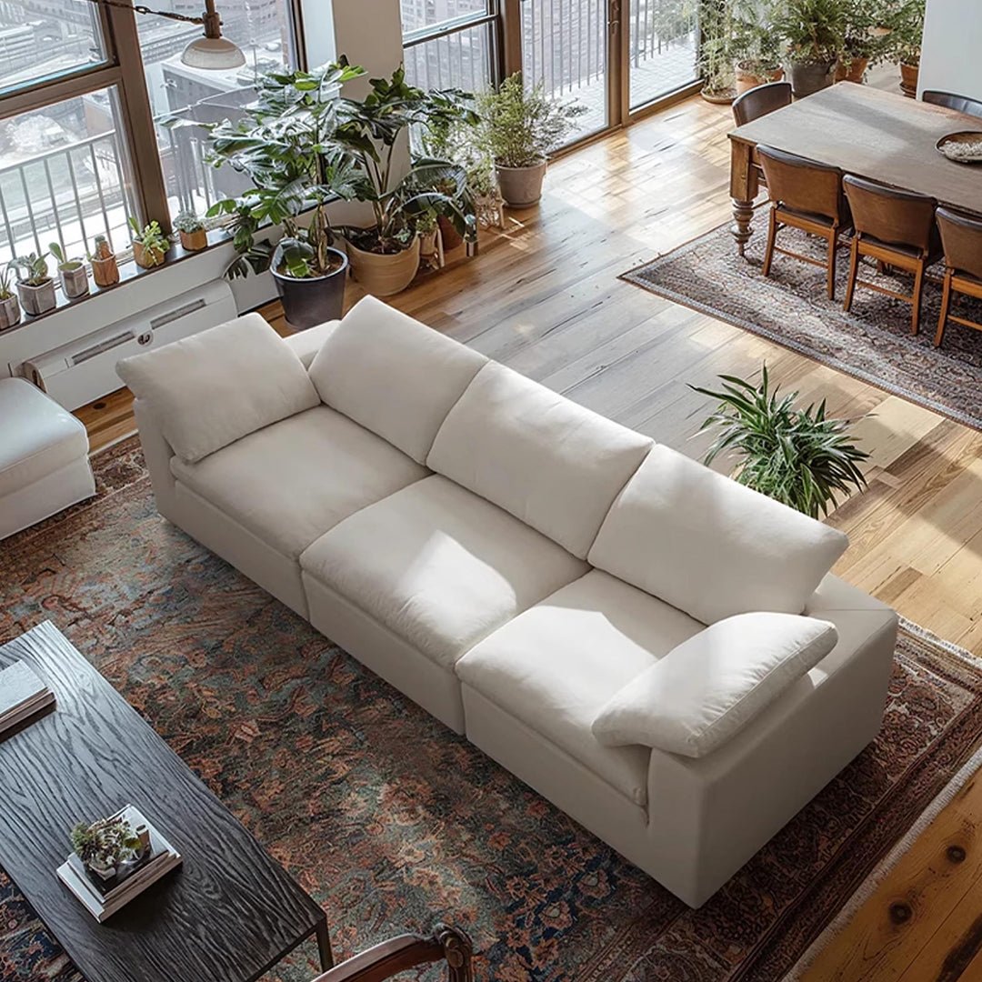 Farid Two Seater, Three Seater Sofa, Modular Sofa, White Linen - Joe’s Haven