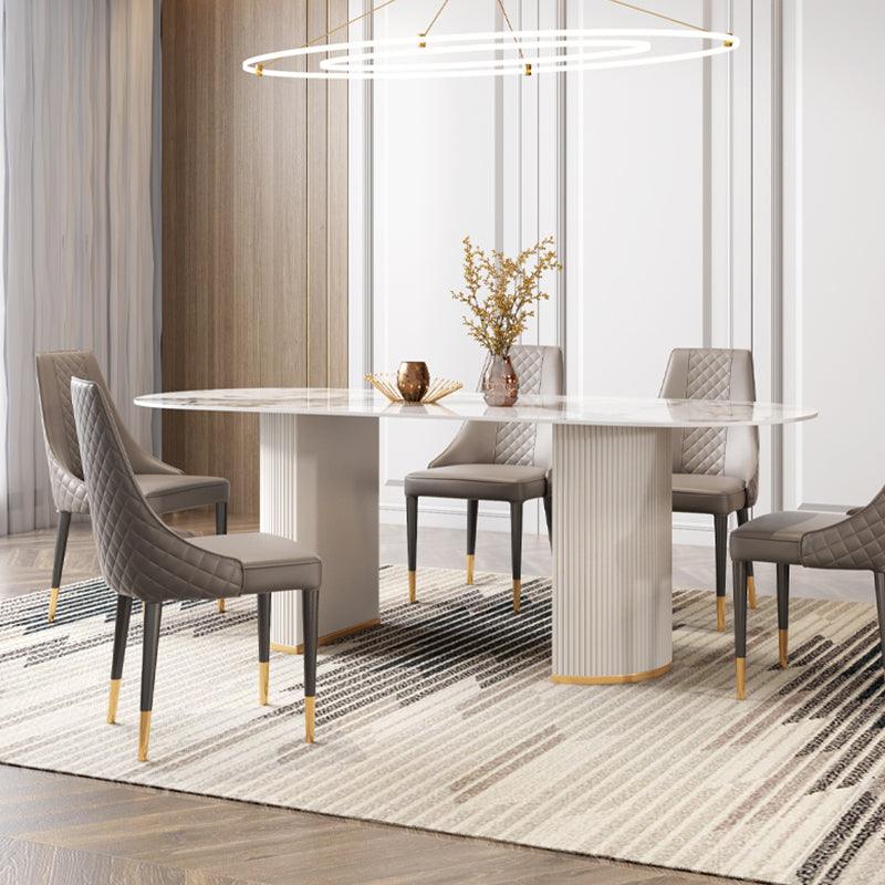 Costanza Oval Dining Table, Sintered Stone, White