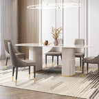 Costanza Oval Dining Table, Sintered Stone, White