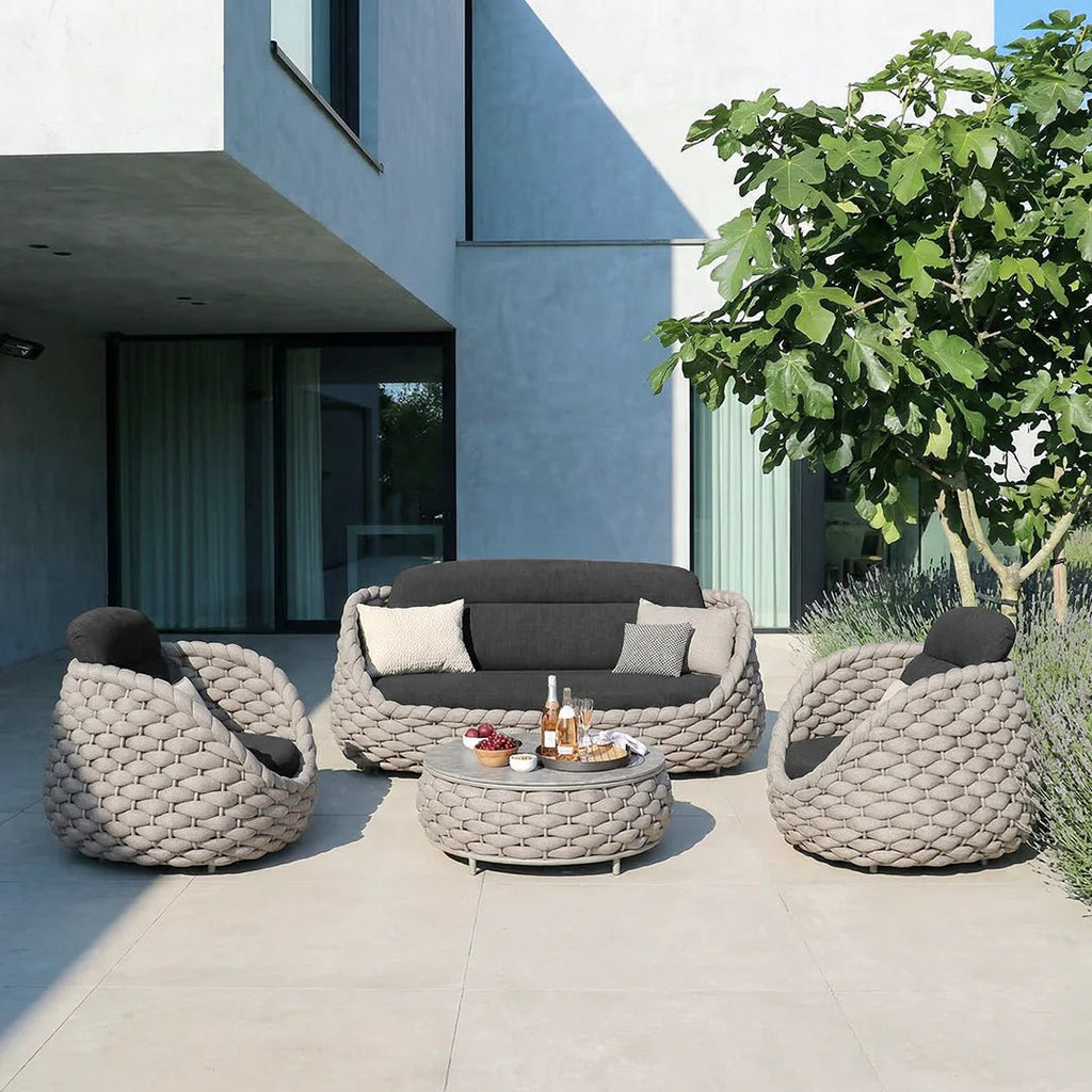 Marbella Textilene Rope Woven Outdoor Sofa Set, Grey - Joe’s Haven