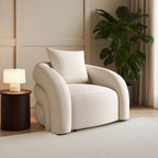 Sadiq Armchair With Cushion, White Boucle - Joe’s Haven