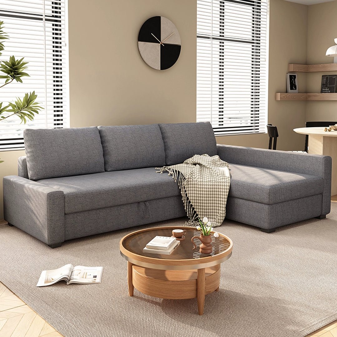 Edwards Three Seater Corner Sofa Bed With Storage, Linen - Joe’s Haven