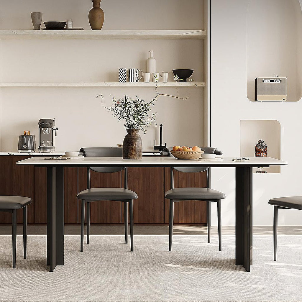 Hasegawa Dining Table, Sintered Stone With Black Legs - Joe’s Haven