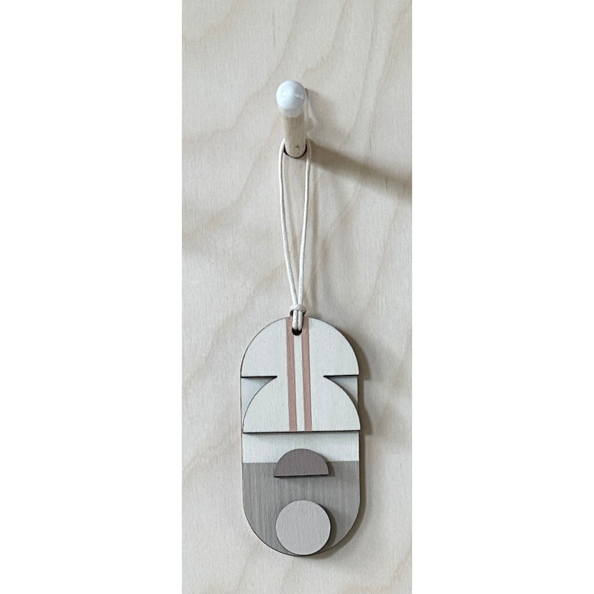 Mini Mid-Century Wall Art - Little Wooden Decoration - Pink & Natural Decor