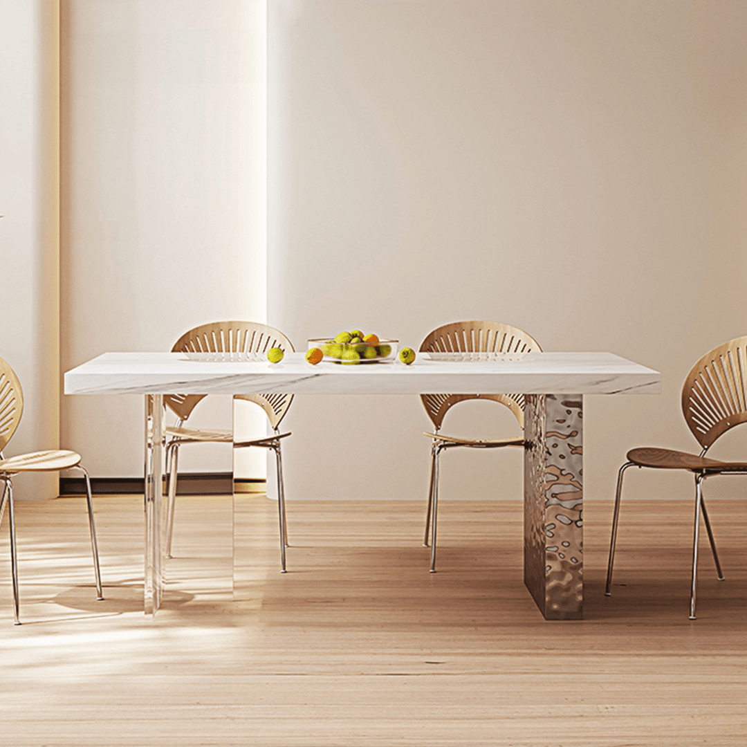 Madison Dining Table, White Sintered Stone & Acrylic - Joe’s Haven