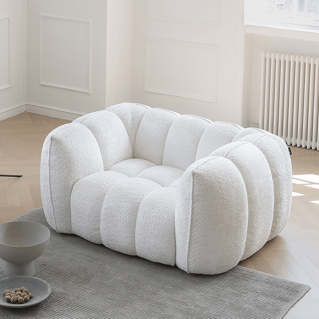 Oxley Pumpkin Single Seater Sofa, Armchair, White - Joe’s Haven