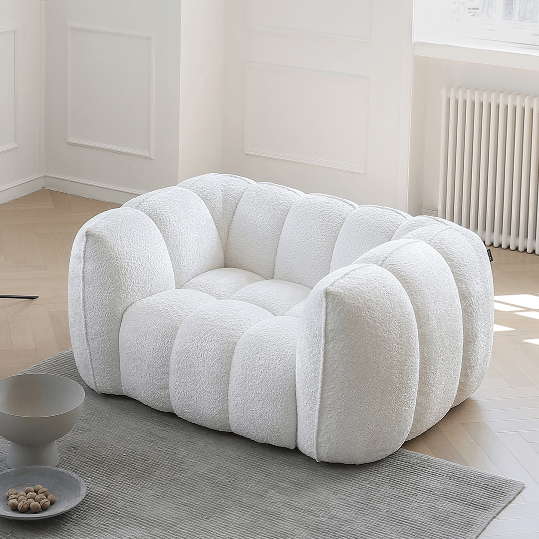 Oxley Pumpkin Single Seater Sofa, Armchair, White - Joe’s Haven