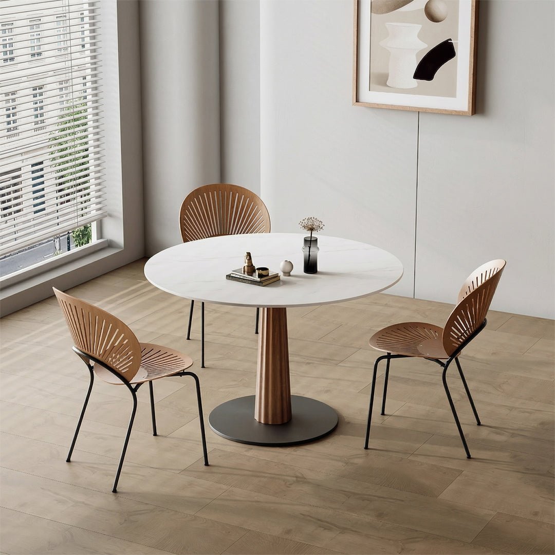 Anderson Small Round Dining Table, Sintered Stone & Solid Wood - Joe’s Haven