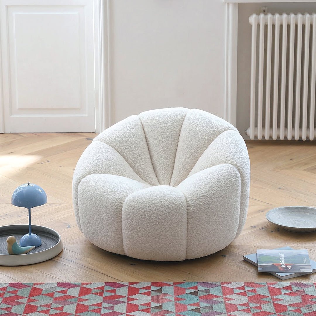 Arsav Pumpkin Armchair, White Boucle - Joe’s Haven