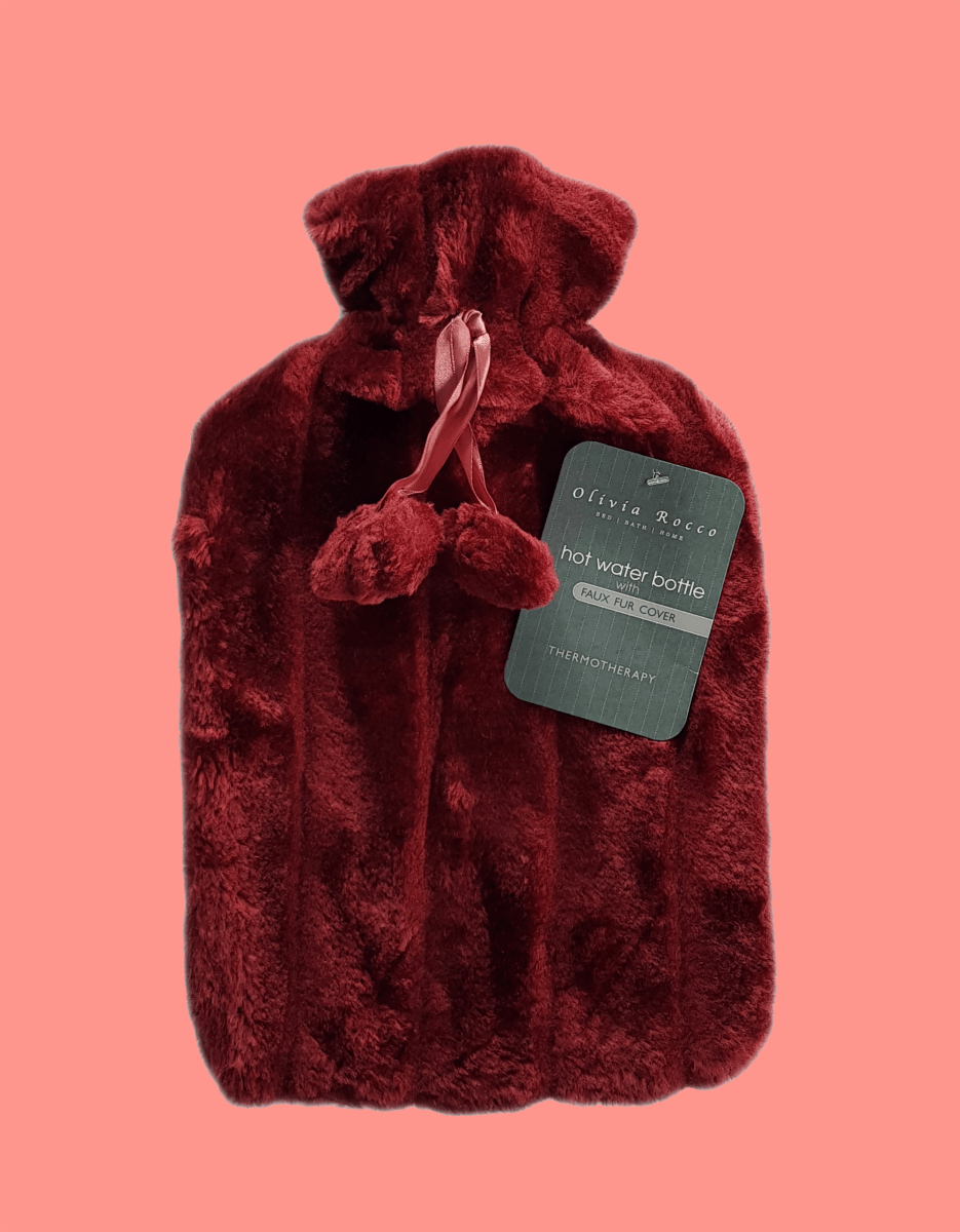 2L Soft Plush Hot Water Bottle with Faux Fur Pom Pom Cover - Joe’s Haven