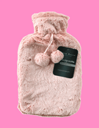 2L Soft Plush Hot Water Bottle with Faux Fur Pom Pom Cover - Joe’s Haven