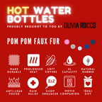 2L Soft Plush Hot Water Bottle with Faux Fur Pom Pom Cover - Joe’s Haven