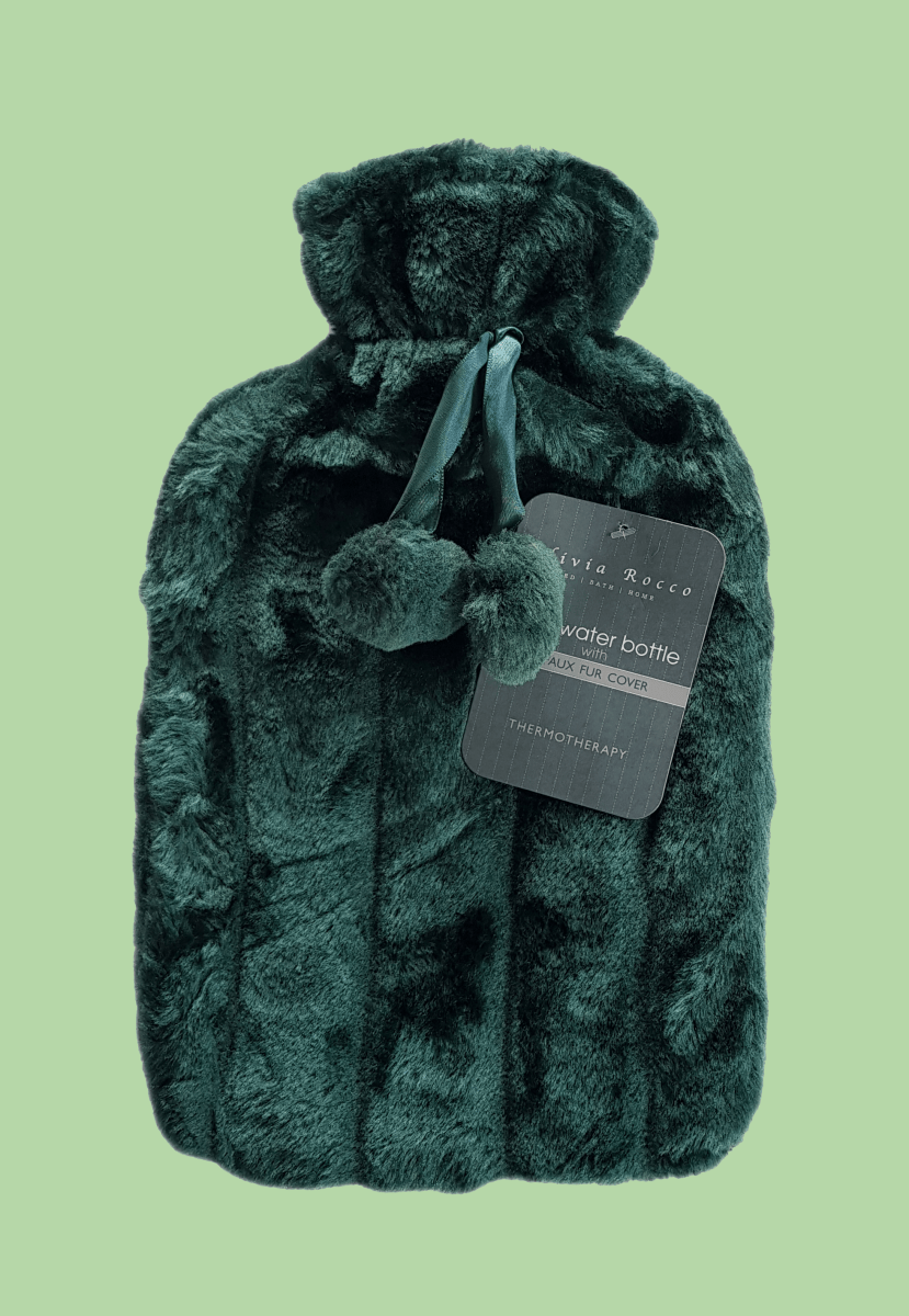 2L Soft Plush Hot Water Bottle with Faux Fur Pom Pom Cover - Joe’s Haven