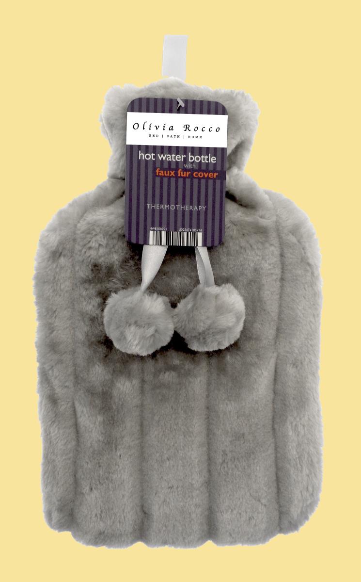 2L Soft Plush Hot Water Bottle with Faux Fur Pom Pom Cover - Joe’s Haven