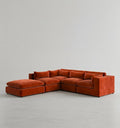 Ranjan Three Seater Corner Sofa, Red Velvet - Joe’s Haven