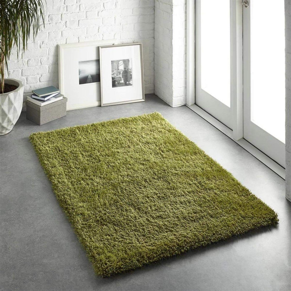 Chicago Olive Green Shaggy Rug - Joe’s Haven