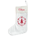 Personalised Christmas Stocking - Red Scandi Wreath - Joe’s Haven