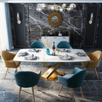 LUCI Dining Table, Marble And Gold Metal - Joe’s Haven