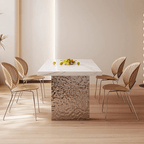 Madison Dining Table, White Sintered Stone & Acrylic - Joe’s Haven