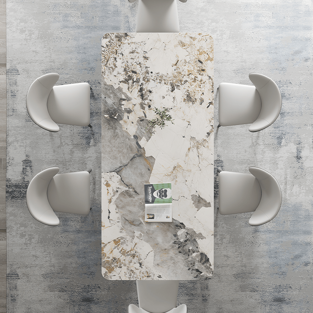 Vera Dining Table & Chairs, Sintered Stone, White - Joe’s Haven