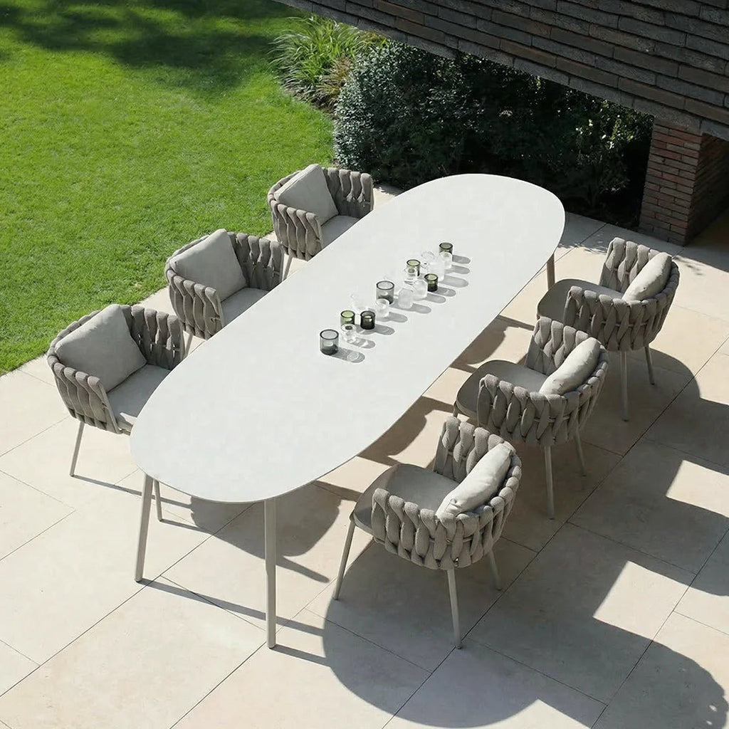 Vallee Rattan Outdoor Dining Table Set, Table With Six Dining Chairs - Joe’s Haven