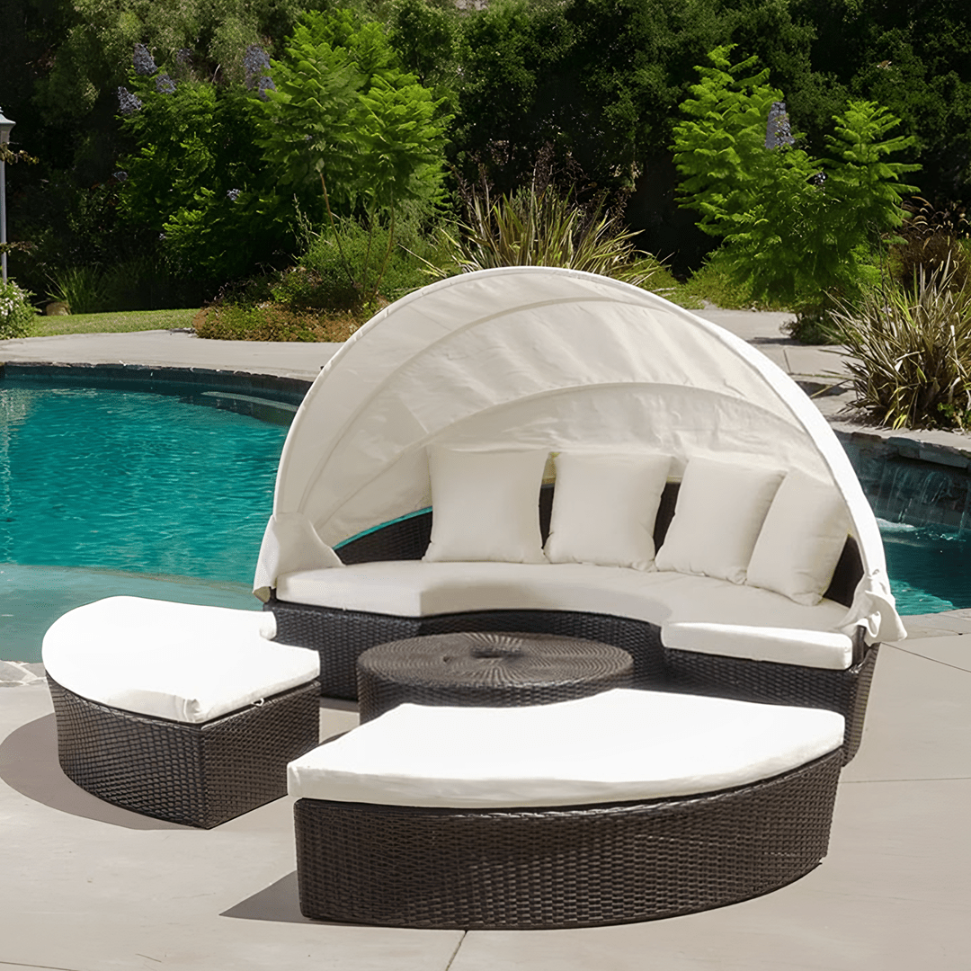 Shelly Patio Outdoor Sectional Sofa Set With Rattan Daybed Sunbed - Joe’s Haven
