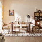 Fuchs Dining Table, Solid Wood & Rattan, Dark Oak - Joe’s Haven