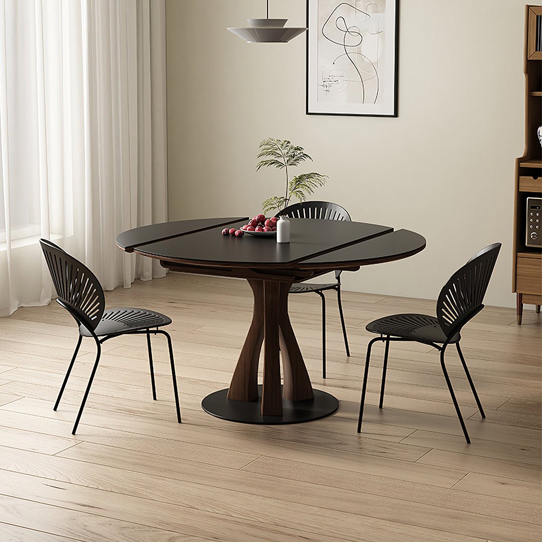 Caruso Round Folding Dining Table, Sintered Stone, Black - Joe’s Haven