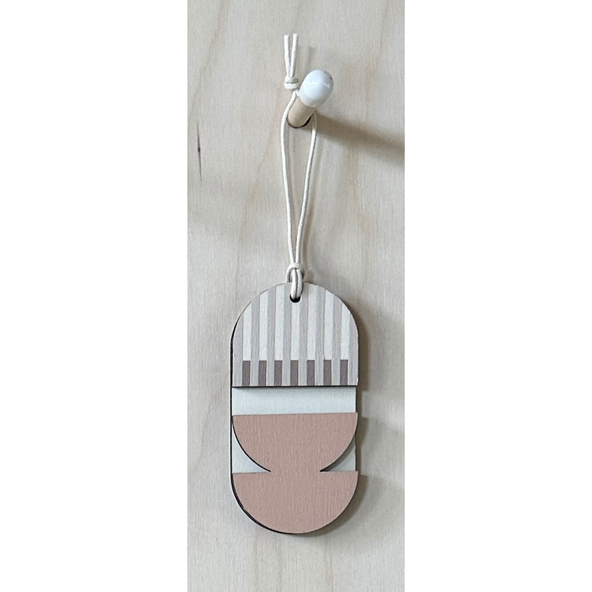 Mini Mid-Century Wall Art - Little Wooden Decoration - Pink & Natural Decor