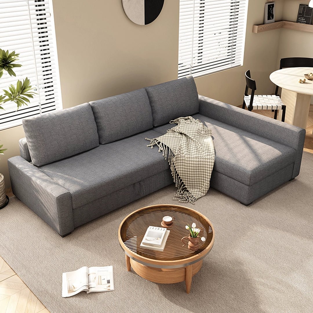 Edwards Three Seater Corner Sofa Bed With Storage, Linen - Joe’s Haven