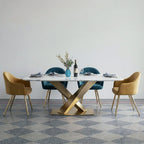 LUCI Dining Table, Marble And Gold Metal - Joe’s Haven