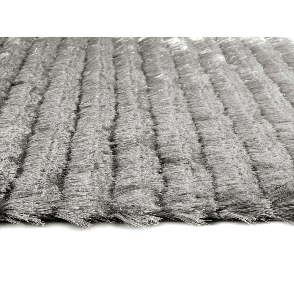 Carved Glamour Silver Grey Shaggy Rug - Joe’s Haven