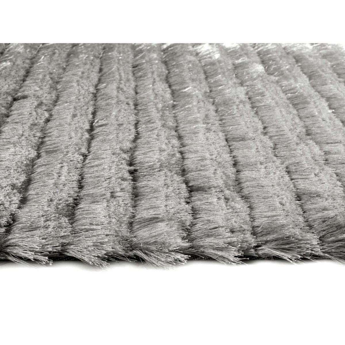 Carved Glamour Silver Grey Shaggy Rug - Joe’s Haven
