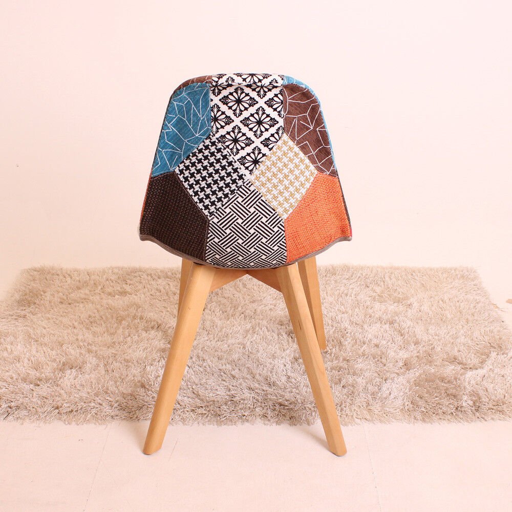 Patchwork Halo Dining Set Includes a Black Dining Table & Set of 4 Multicolour Fabric Chairs - Joe’s Haven