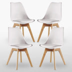 5PCs Dining Set - a White Halo Dining Table & Set of 4 Lorenzo Tulip Dining Chairs with Padded Seat - Joe’s Haven