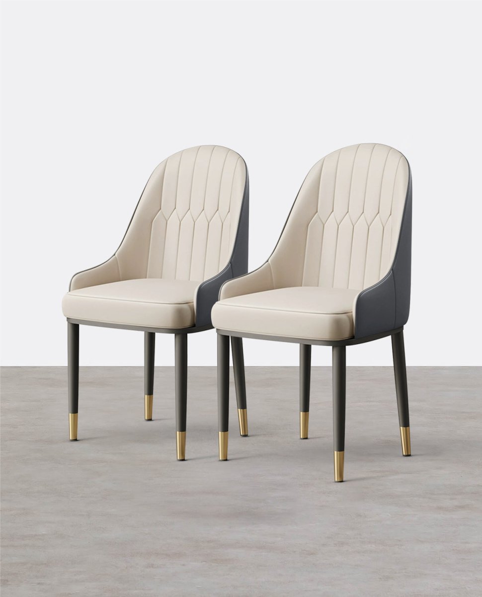 A Set of 2 Scott Dining Chairs, PU Leather - Joe’s Haven